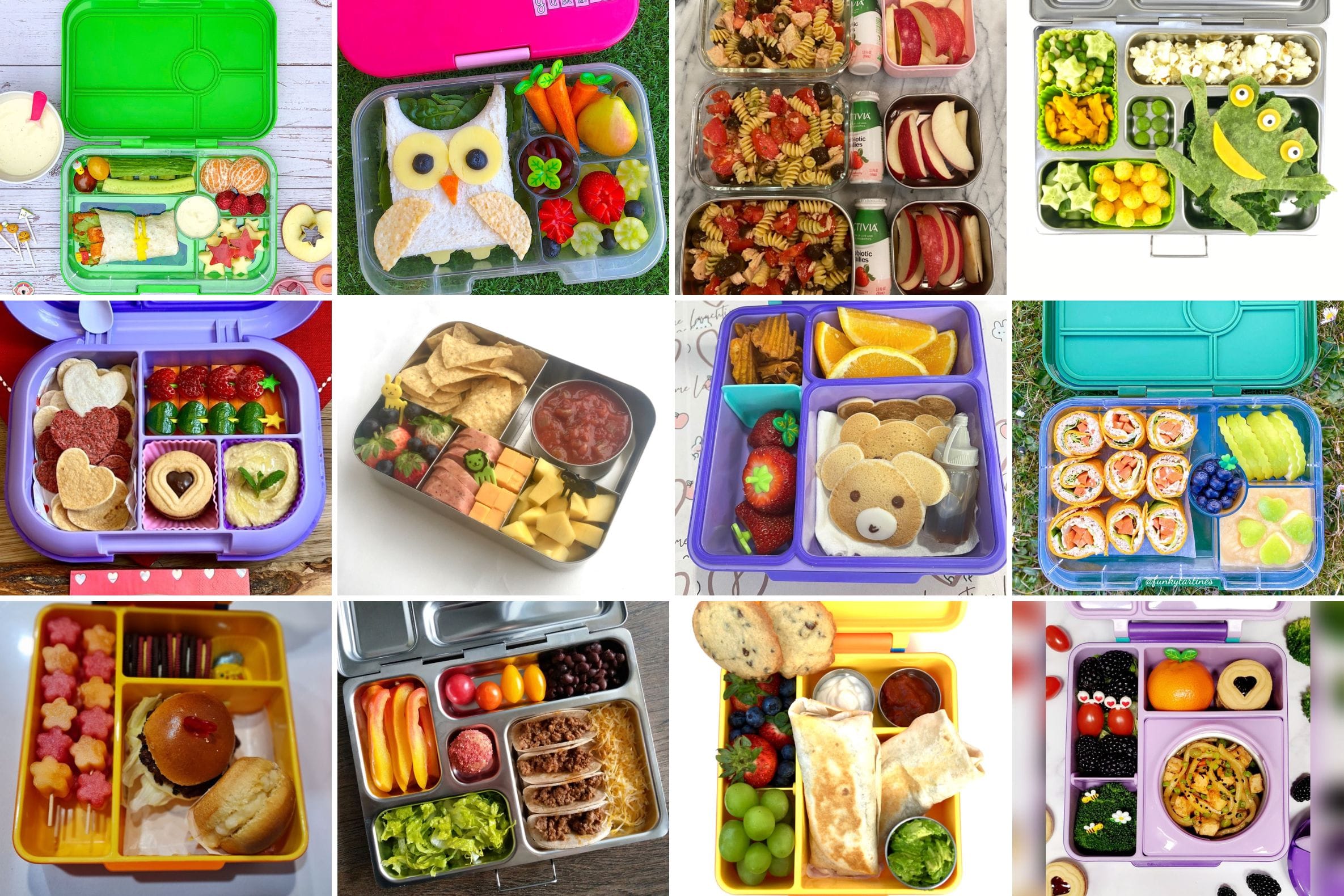 A feed of colorful kids' bento lunchbox ideas shared by the Teuko community
